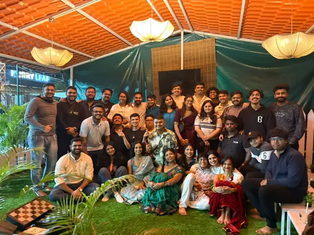 Group celebration in the canopy garden, Kothrud